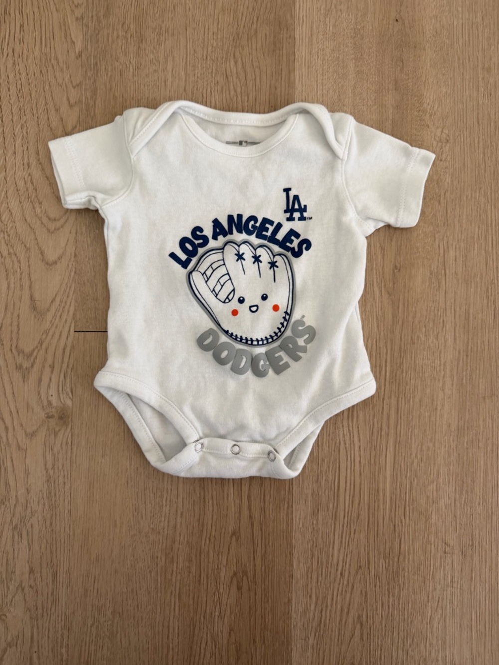 MLB Los Angeles Dodgers White Baby Bodysuit with Navy & Gray Graphics